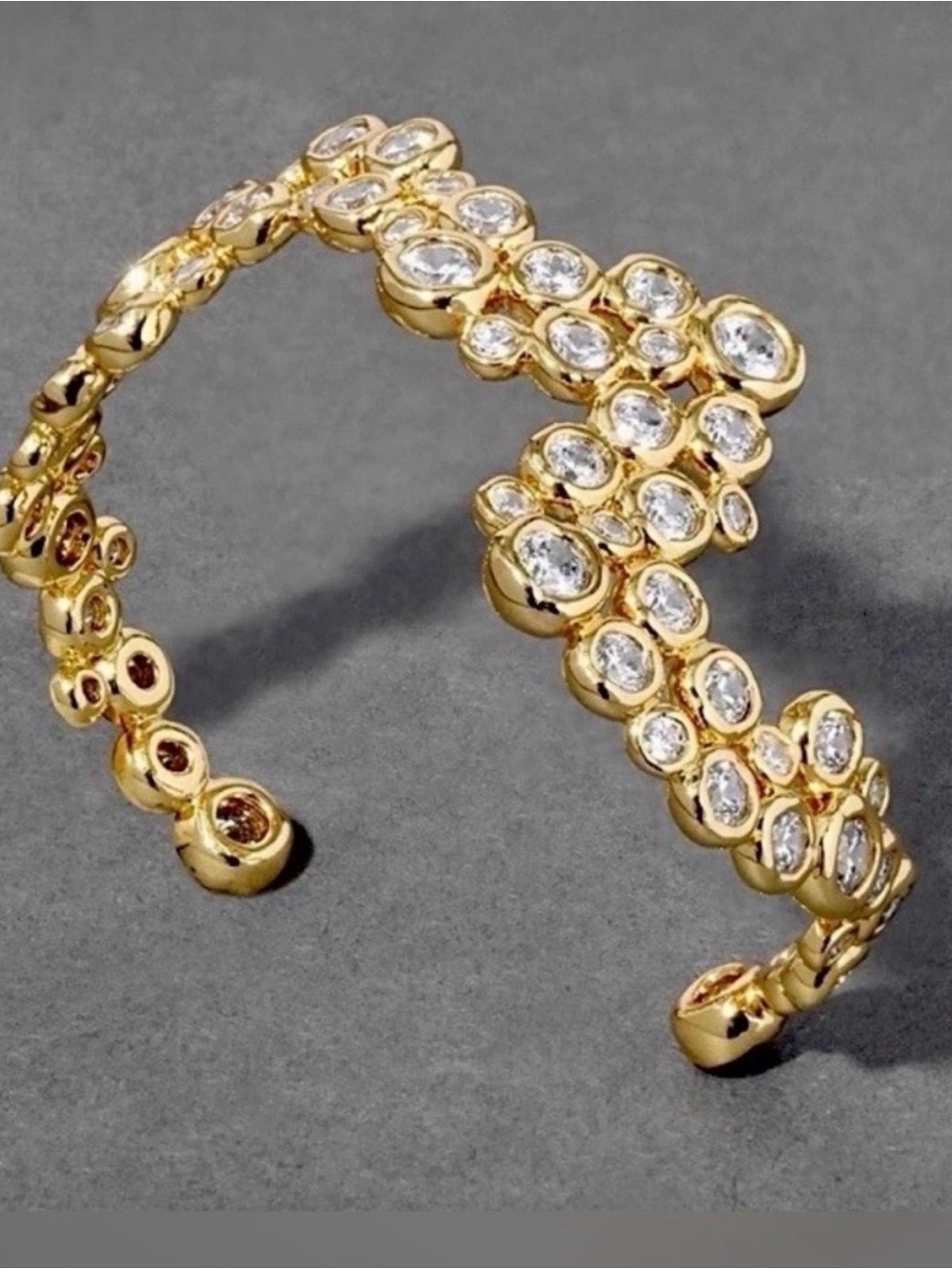 ALEXIS BITTAR Asterales Cubic Zirconia Wave Cuff Bracelet Gold Clear MY30